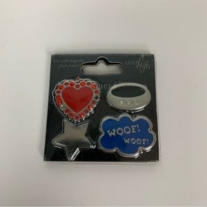 Dog Puppy Woof Woof Bowl Star Heart Magnet Charm Little Gifts